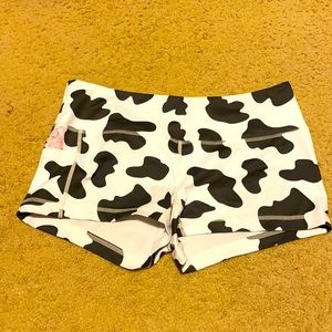 Cow print mid rise booty shorts with pocket Feed Me Fight me